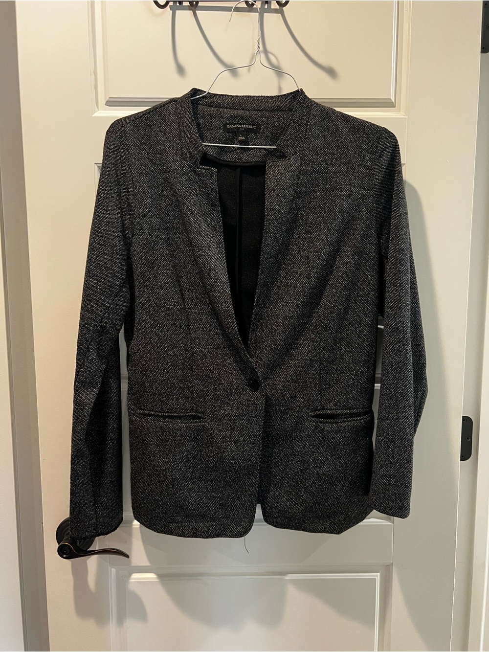 Banana Republic Charcoal Heather One-Button Blazer